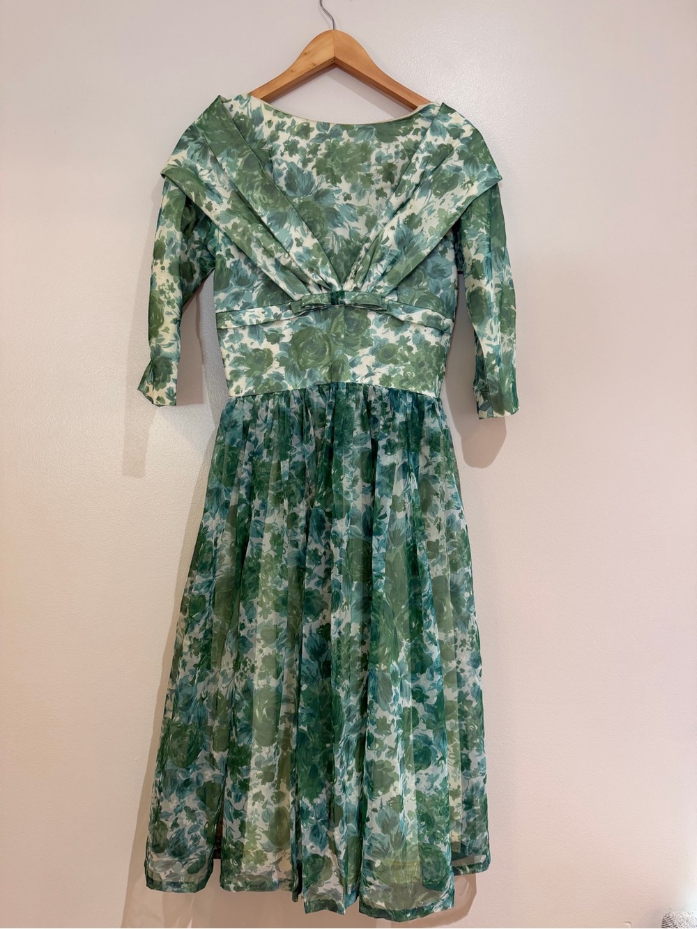 Vintage 50's/60's Green MISS DEB Summer Floral Garden Party Dress RARE  medium